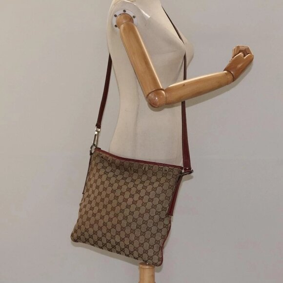 GUCCI GG Canvas Shoulder Bag Beige Silver 113013 Auth bs24171 - Picture 3 of 16